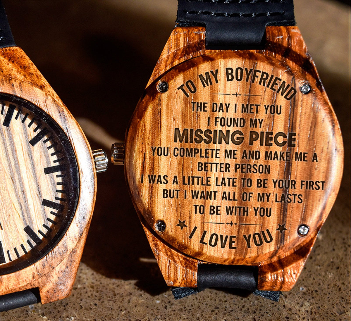To My Boyfriend - You Complete Me and Make Me A Better Person - Wooden Watch