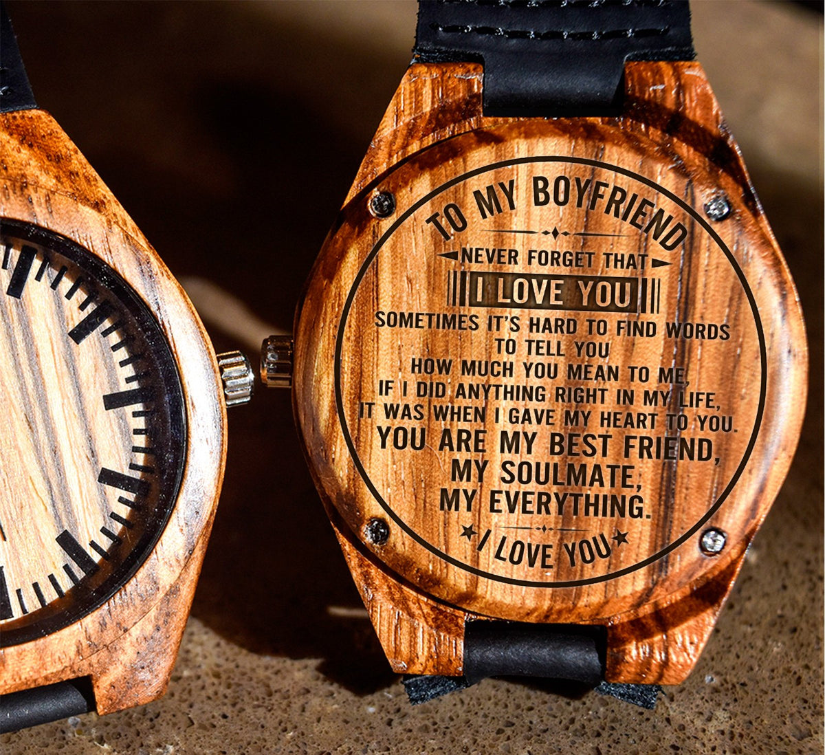 To My Boyfriend - Never Forget That I Love You - Wooden Watch
