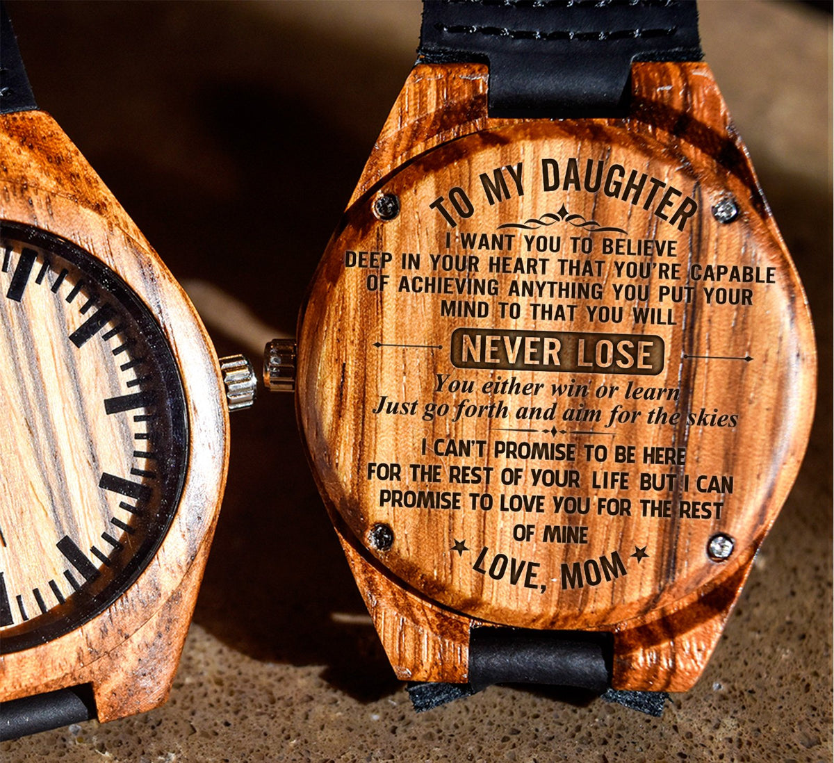 To My Daughter - You Either Win or Learn - Wooden Watch
