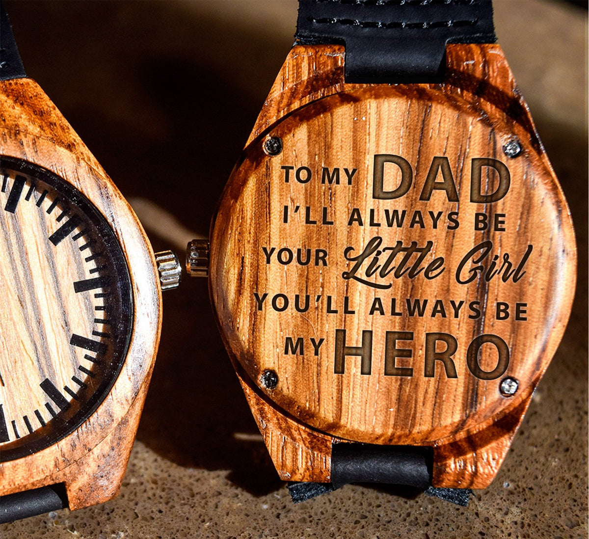 To My Father - You&#39;ll Always be My Hero - Wooden Watch