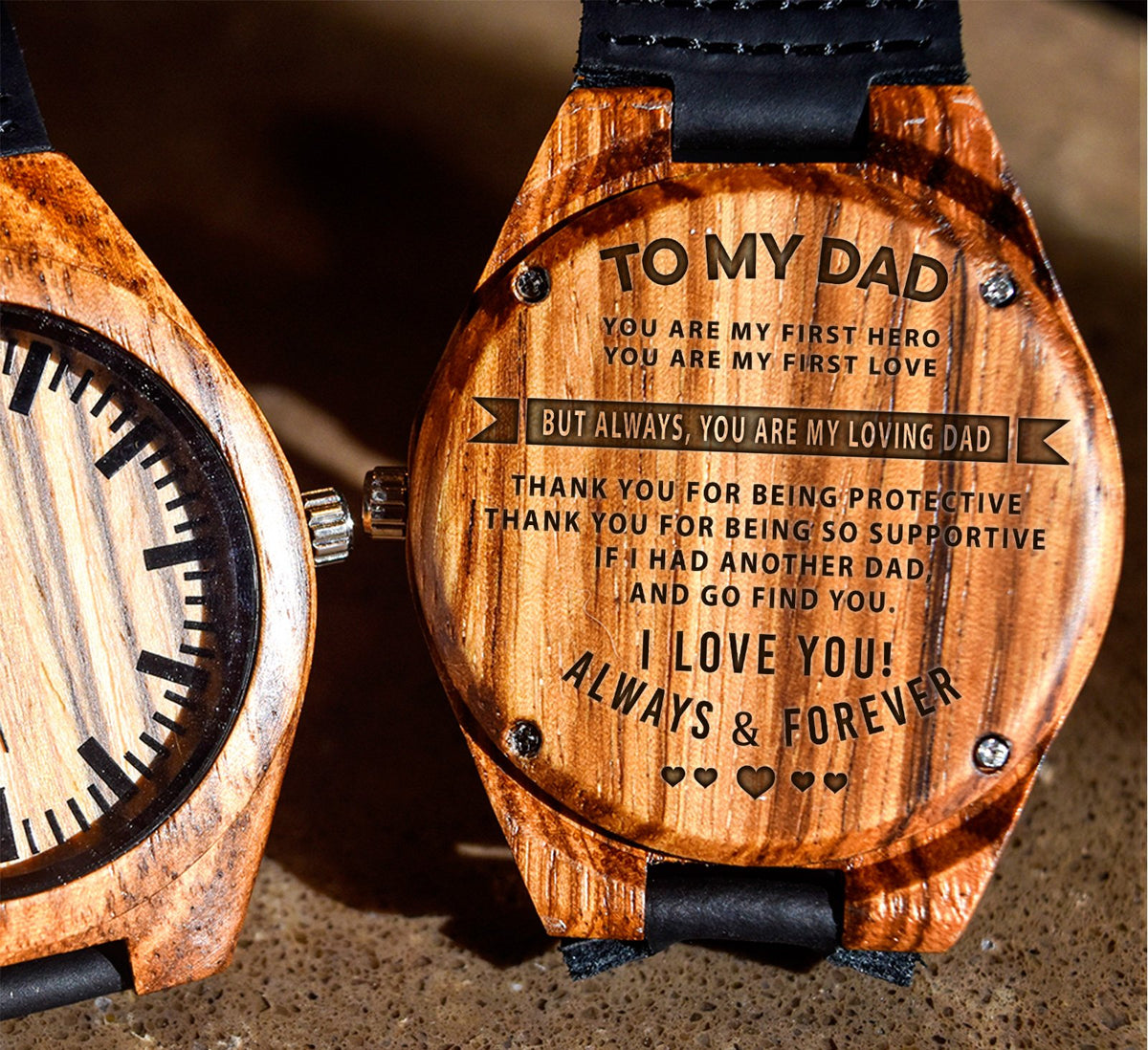 To My Father - You are My First Hero You are My First Love - Wooden Watch