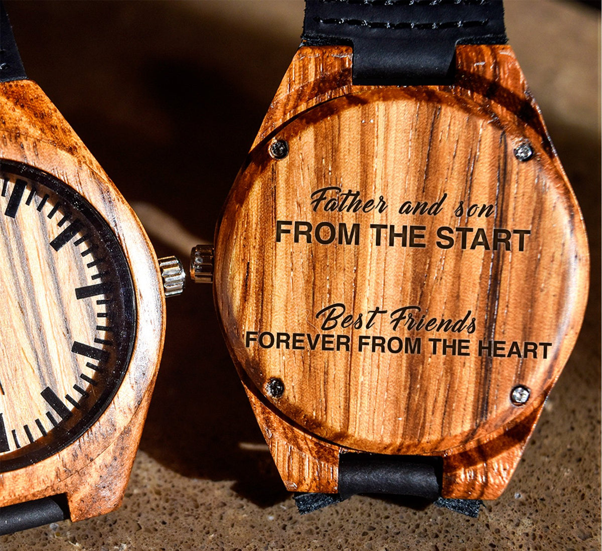 Father son wooden watch top