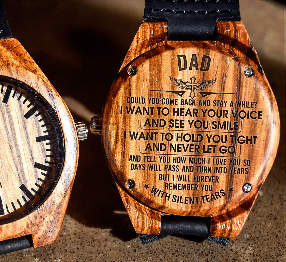 To My Father - I Want to Hear Your Voice and See Your Smile - Wooden Watch