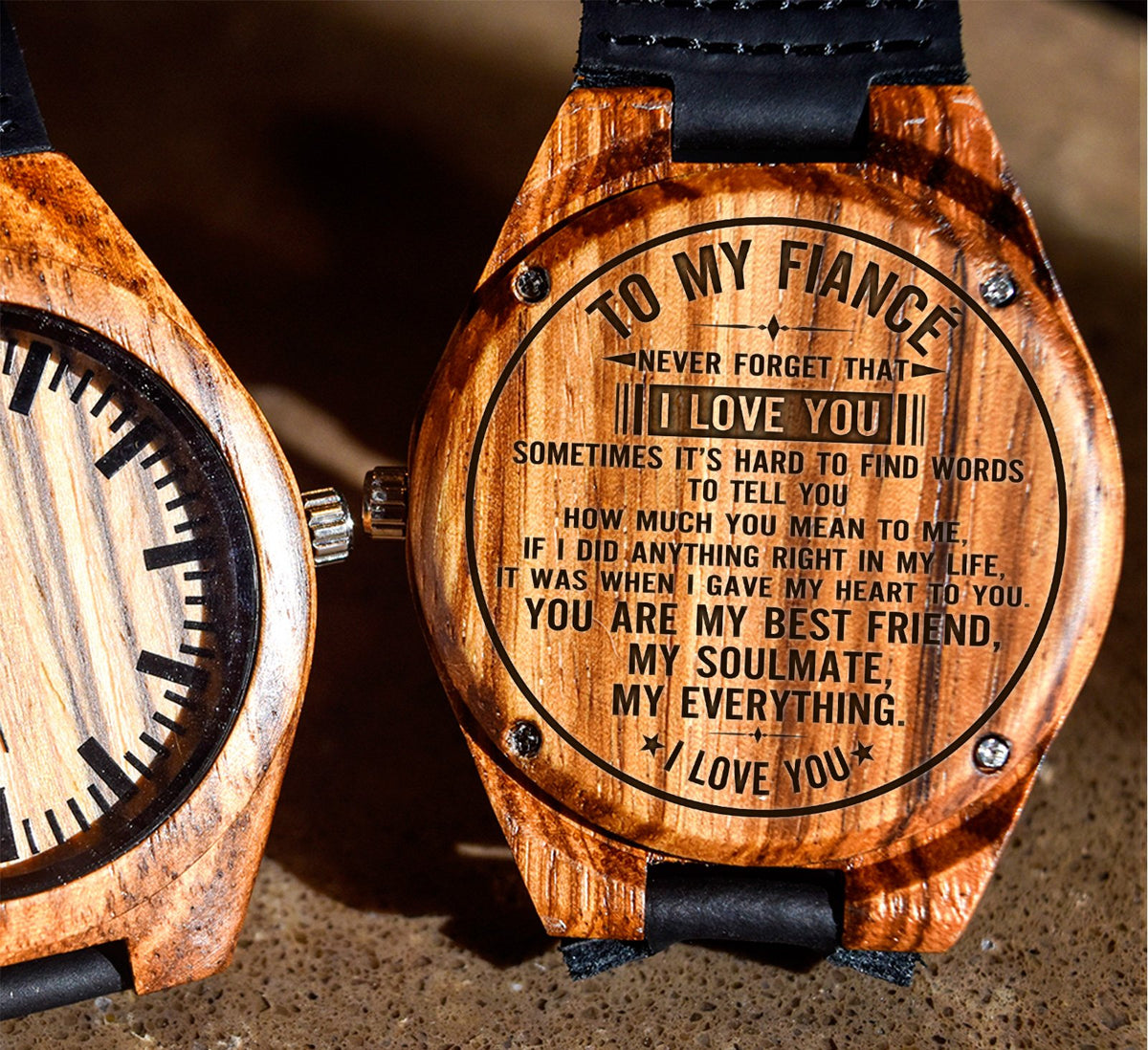 To My Fiance - Never Forget That I LOVE YOU - Wooden Watch