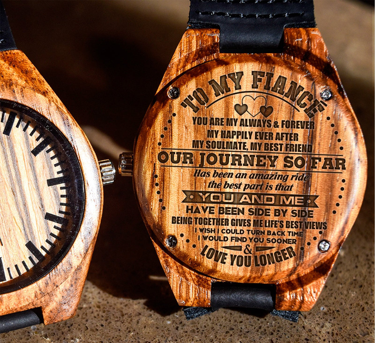 To My Fiance - Our Journey So Far Has Been An Amazing Ride - Wooden Watch
