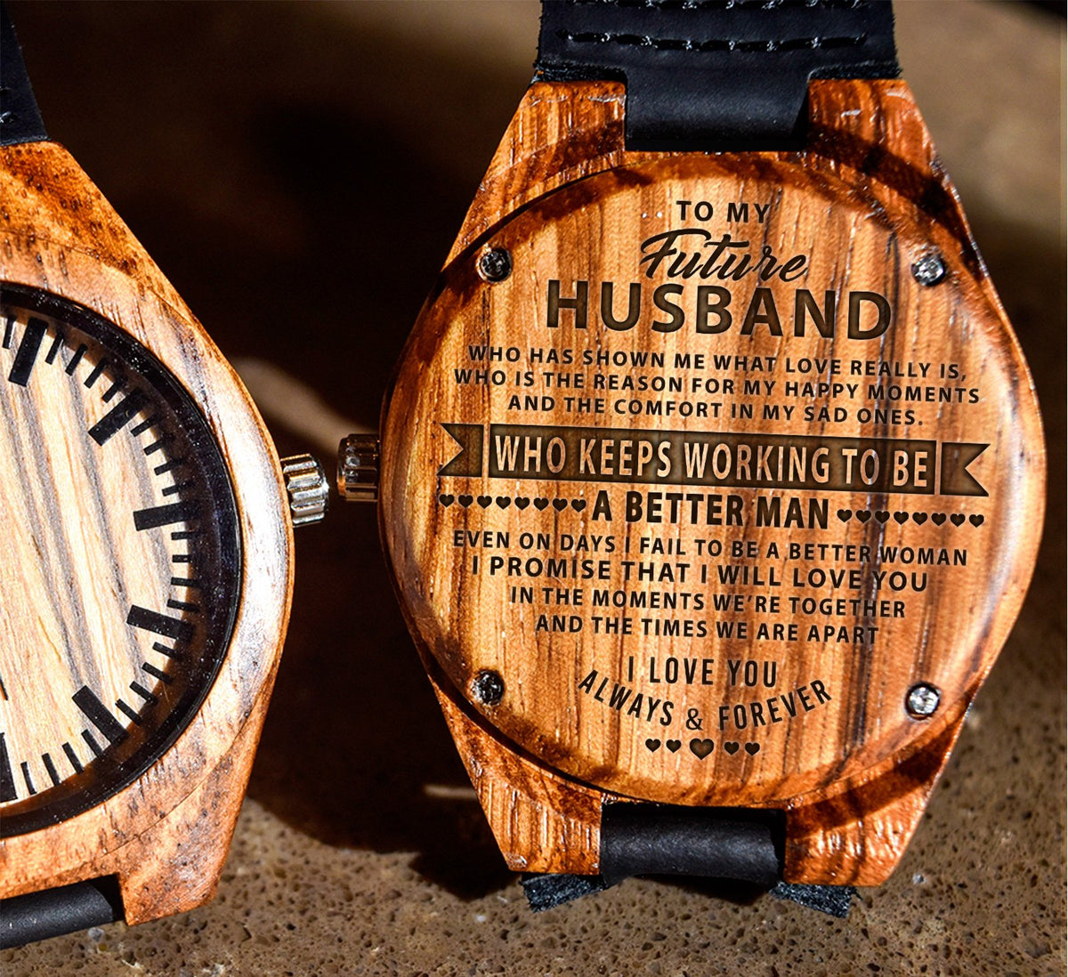 To My Fiance - The Reason for My Happy Moments - Wooden Watch