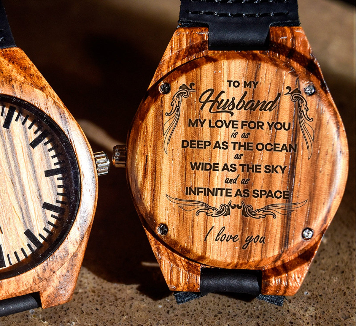 To My Husband - My Love For You is As Deep As the Ocean - Wooden Watch