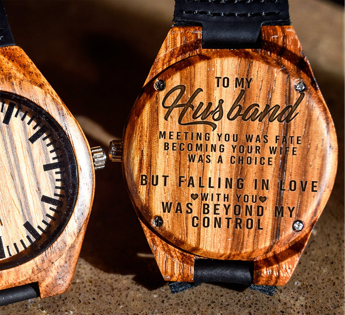 To My Husband - Falling in Love with You was Beyond My Control - Wooden Watch