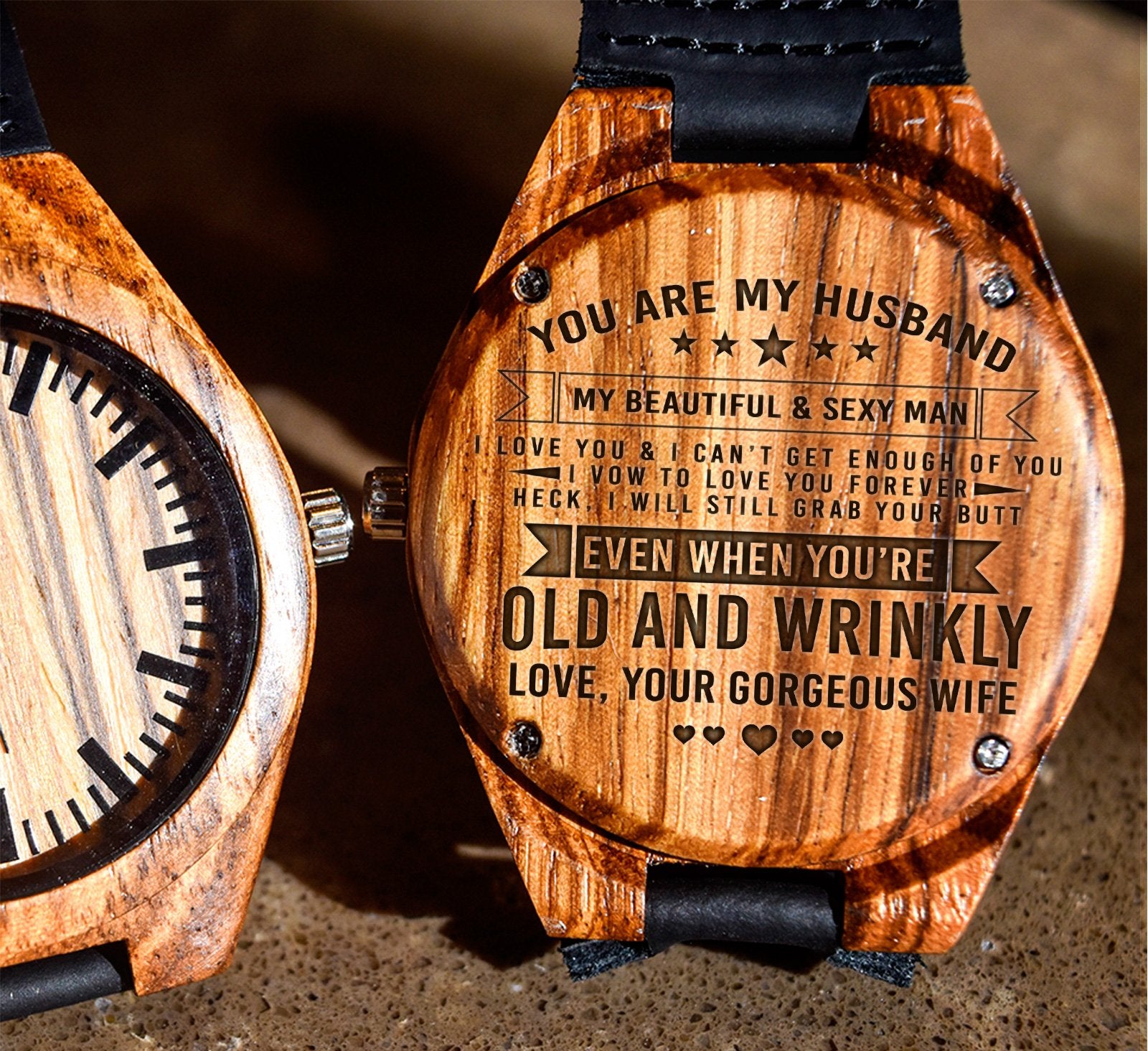 Wooden engraved watch outlet for husband