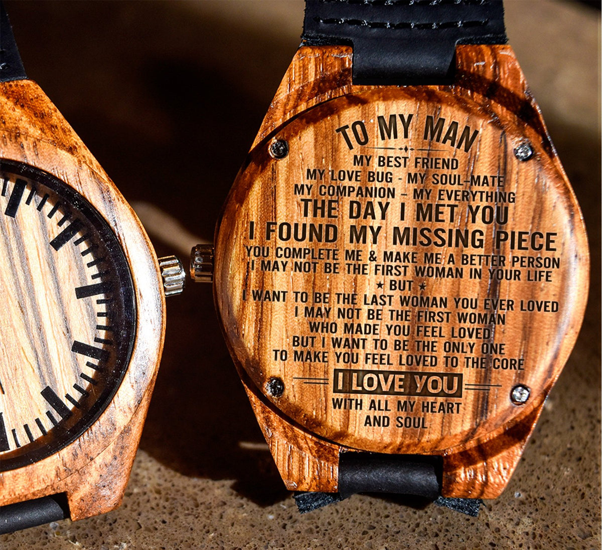 To My Man - My Best Friend My Love Bug My Soul-Mate - Wooden Watch