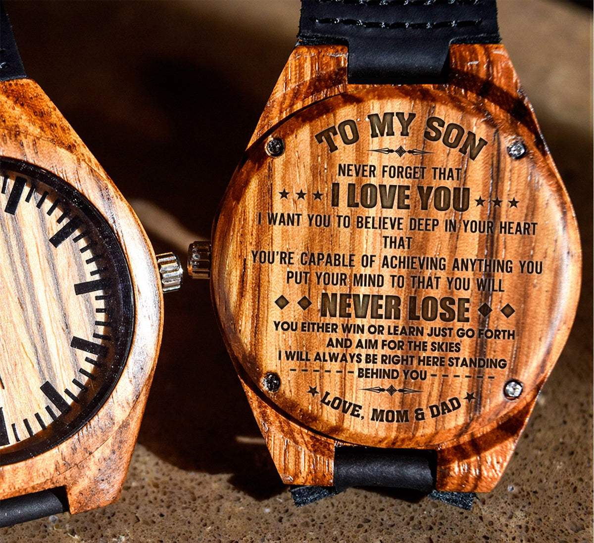 To My Son - You&#39;re Capable of Achieving Anything You Put Your Mind to That You Will Never Lose - Wooden Watch