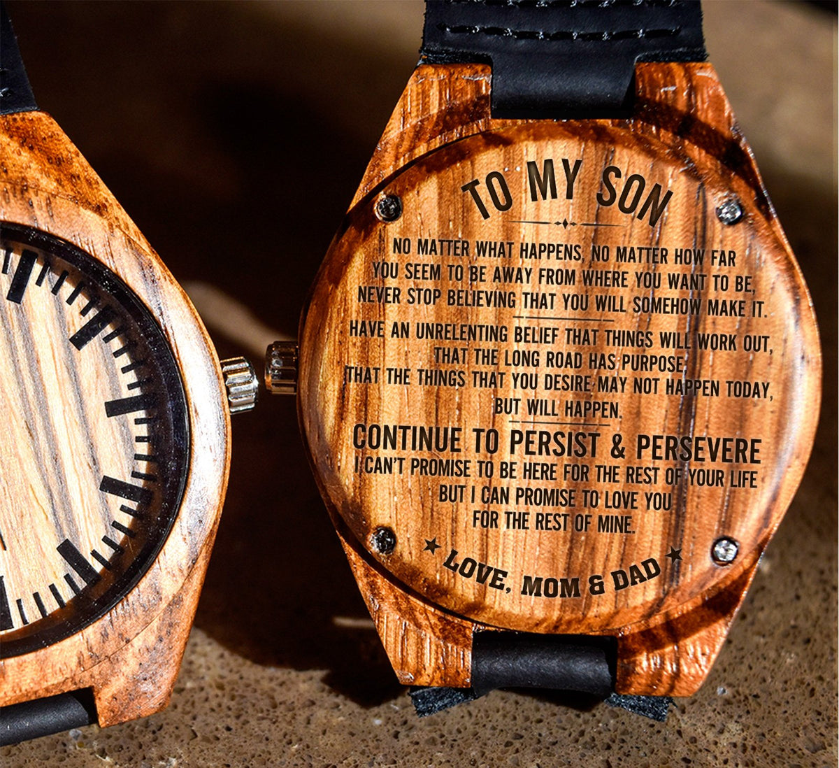 To My Son - Have an Unrelenting Belief that Things will Work Out - Wooden Watch