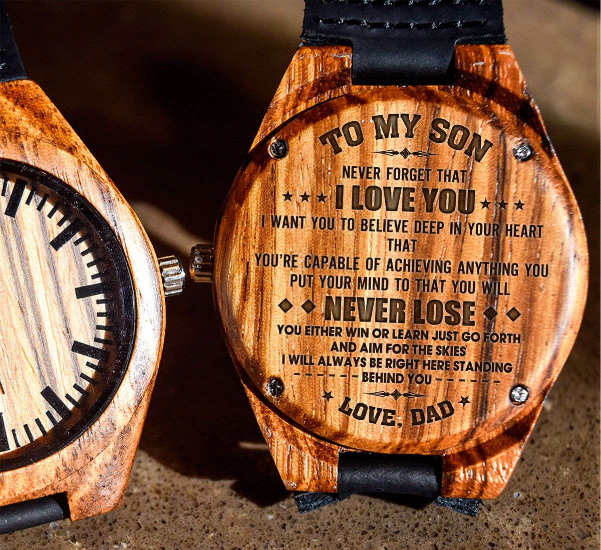 To My Son - You&#39;re Capable of Achieving Anything - Wooden Watch