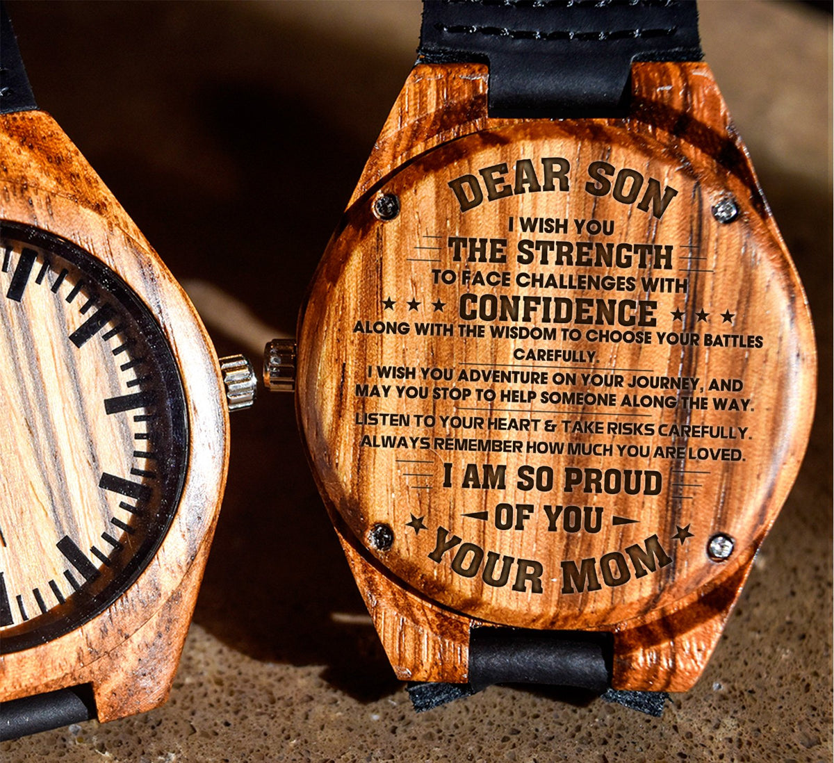 To My Son - I Wish You the Strength to Face Challenges with Confidence - Wooden Watch