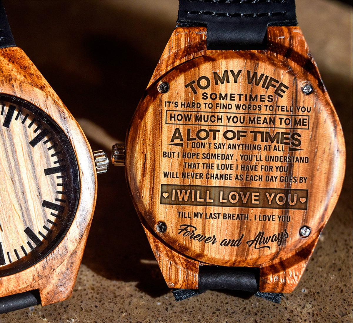 To My Wife - It&#39;s Hard to Find Words to Tell You How Much You Mean to Me - Wooden Watch