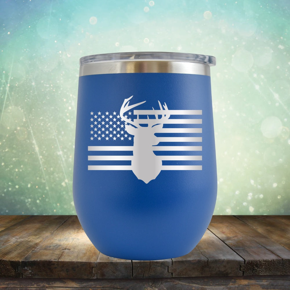 American Flag &amp; Deer - Wine Tumbler