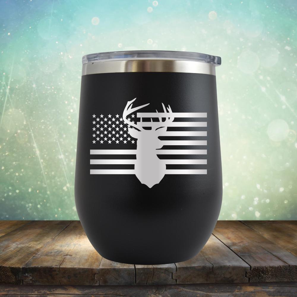 American Flag &amp; Deer - Wine Tumbler