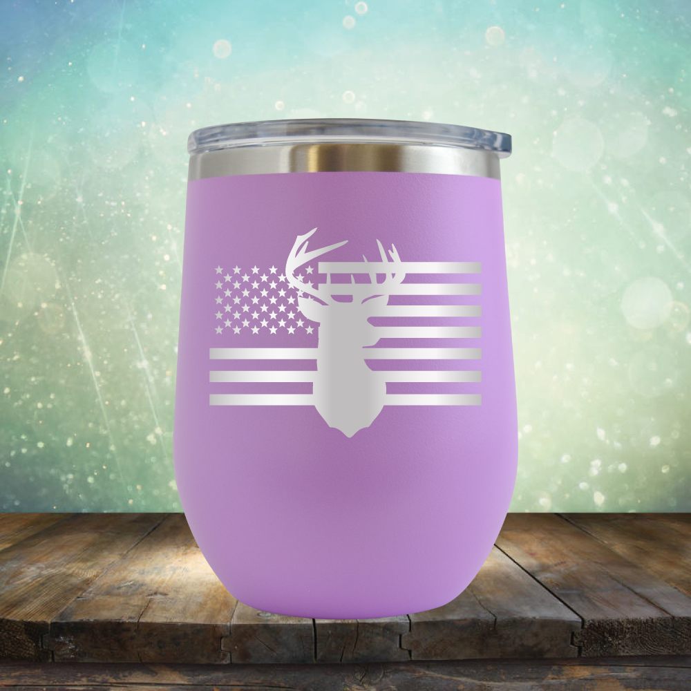 American Flag &amp; Deer - Wine Tumbler