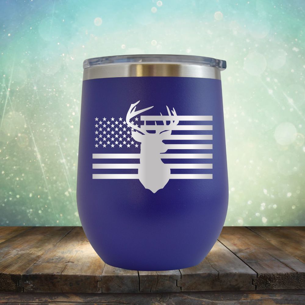 American Flag &amp; Deer - Wine Tumbler