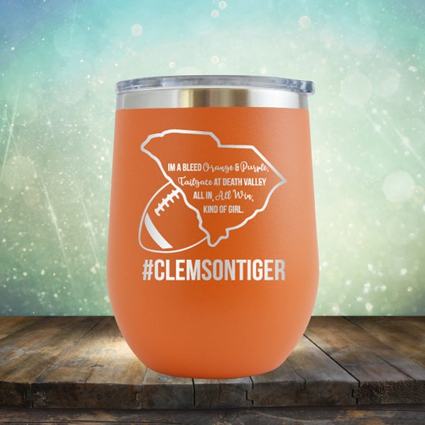 Clemson Football Girl - Wine Tumbler