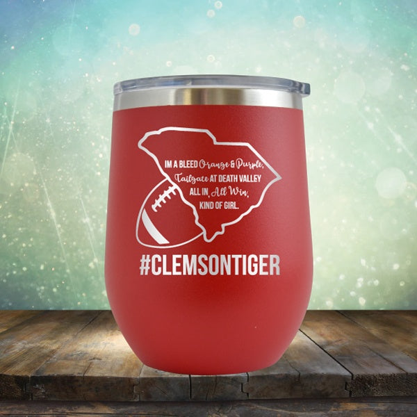 Clemson Football Girl - Wine Tumbler