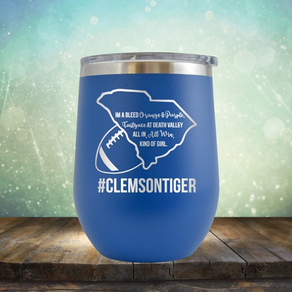 Clemson Football Girl - Wine Tumbler