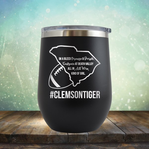 Clemson Football Girl - Wine Tumbler