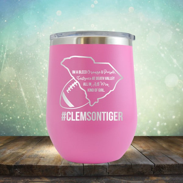 Clemson Football Girl - Wine Tumbler