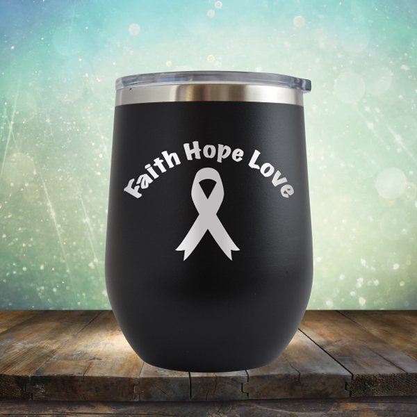 Faith Hope Love Breast Cancer Awareness - Wine Tumbler