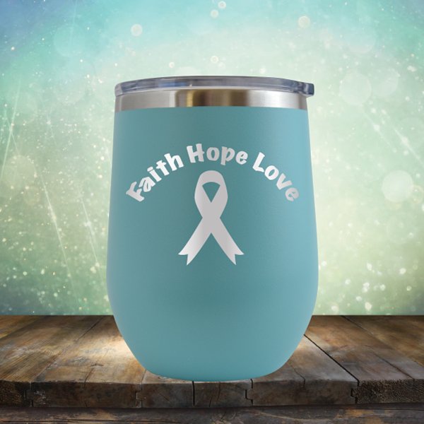 Faith Hope Love Breast Cancer Awareness - Wine Tumbler