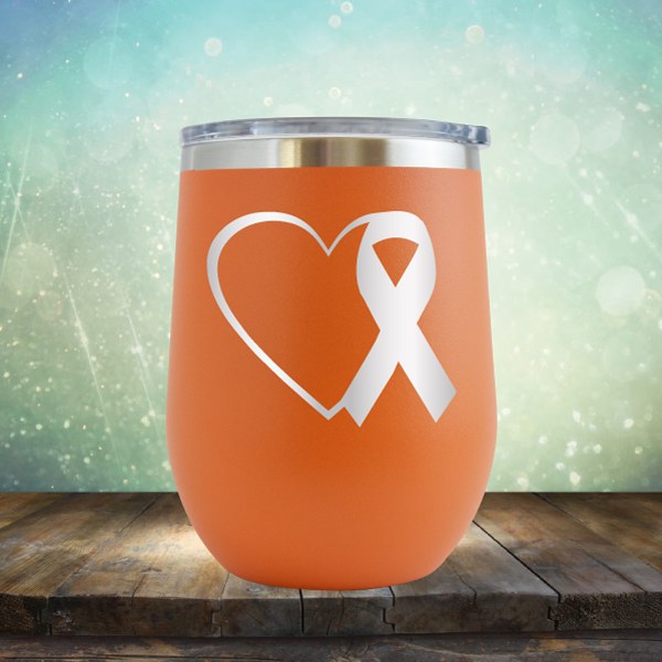 Heart Cancer Ribbon - Wine Tumbler