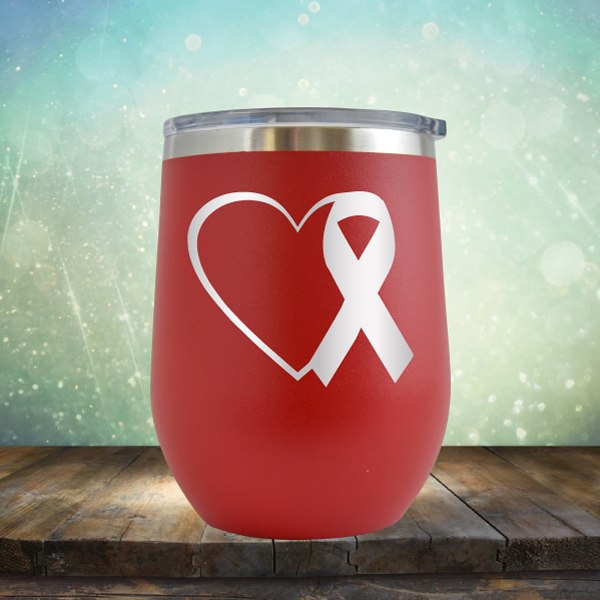 Heart Cancer Ribbon - Wine Tumbler