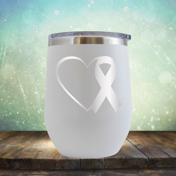 Heart Cancer Ribbon - Wine Tumbler