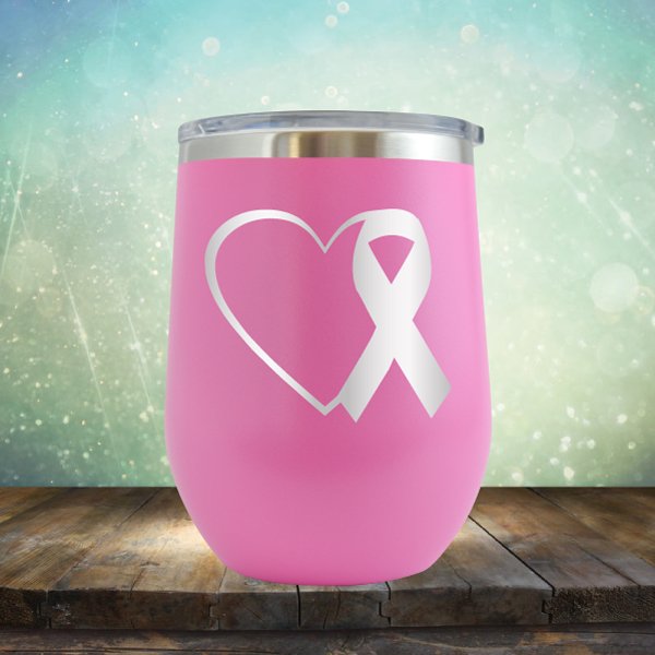 Heart Cancer Ribbon - Wine Tumbler