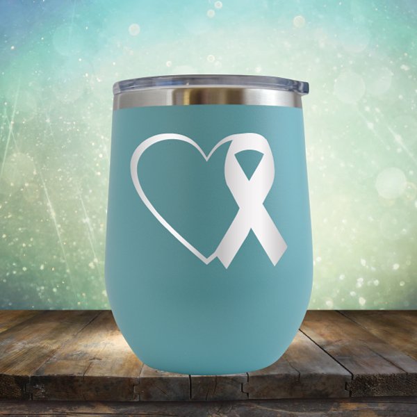 Heart Cancer Ribbon - Wine Tumbler