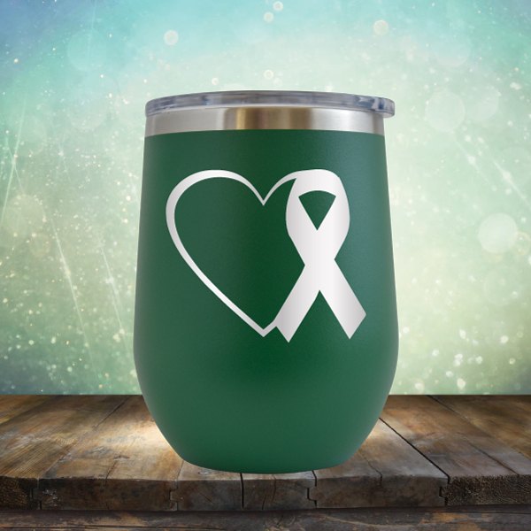 Heart Cancer Ribbon - Wine Tumbler