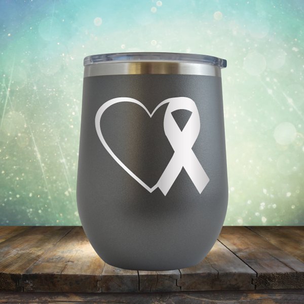 Heart Cancer Ribbon - Wine Tumbler