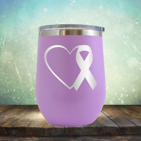 Heart Cancer Ribbon - Wine Tumbler