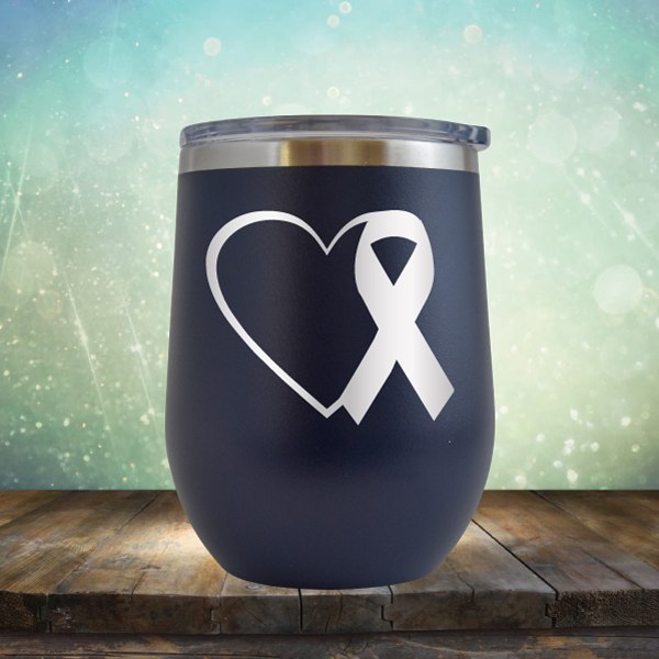 Heart Cancer Ribbon - Wine Tumbler