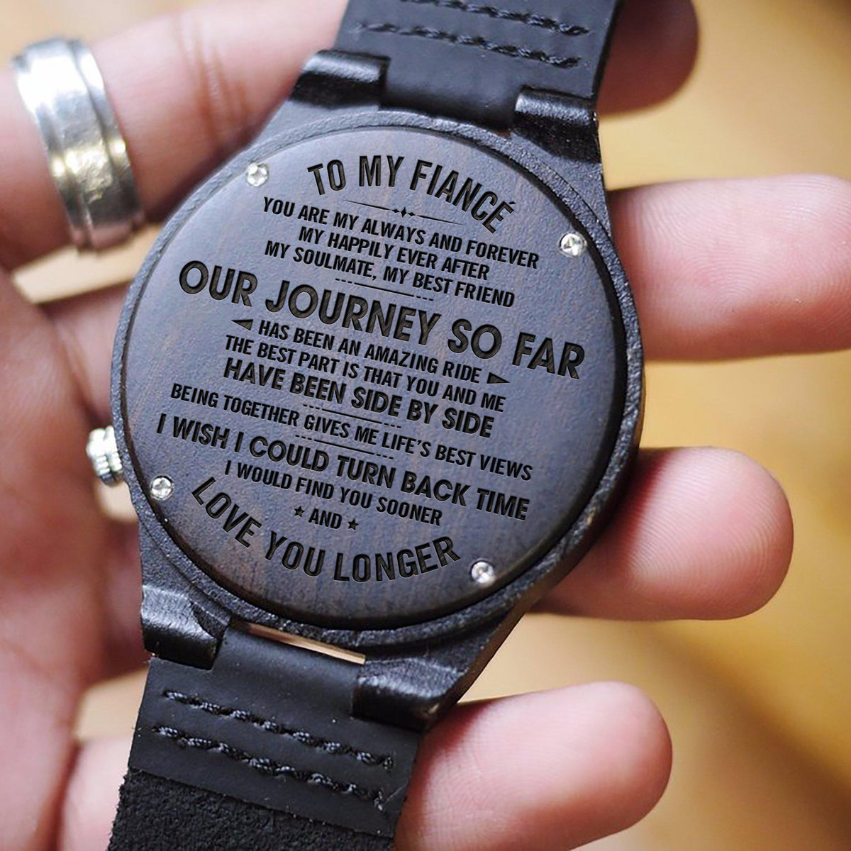 Our Journey So Far Fiance&#39; - Engraved Dark Watch