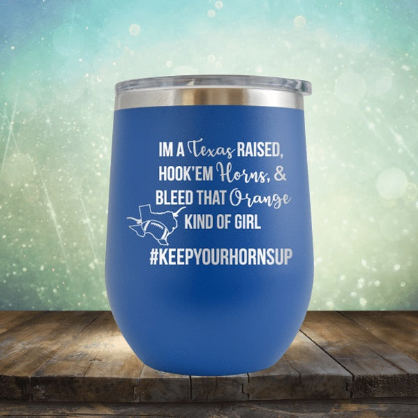 Texas Raised, Horns, Bleed Orange - Wine Tumbler