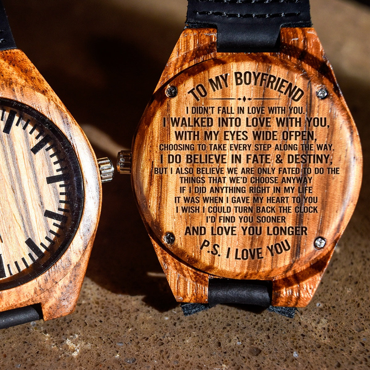 To My Boyfriend I Didn&#39;t Fall In Love With You - Engraved Zebra Watch