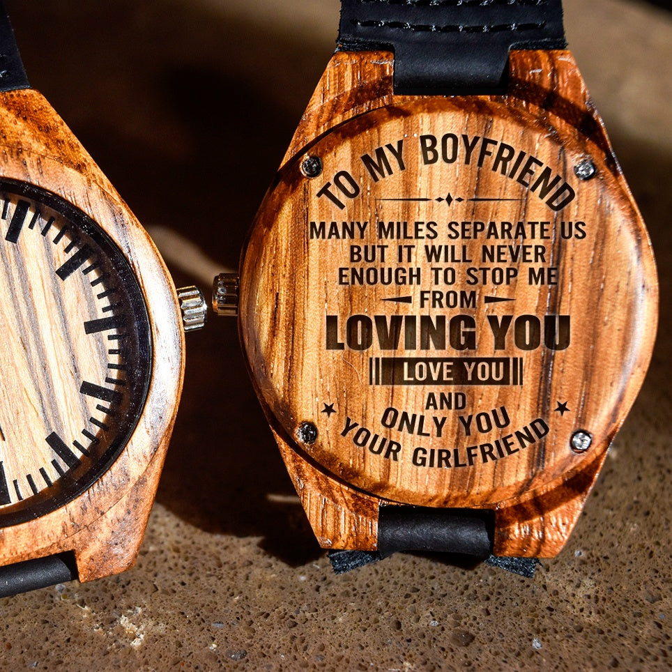 To My Boyfriend Love You And Only You - Engraved Zebra Watch