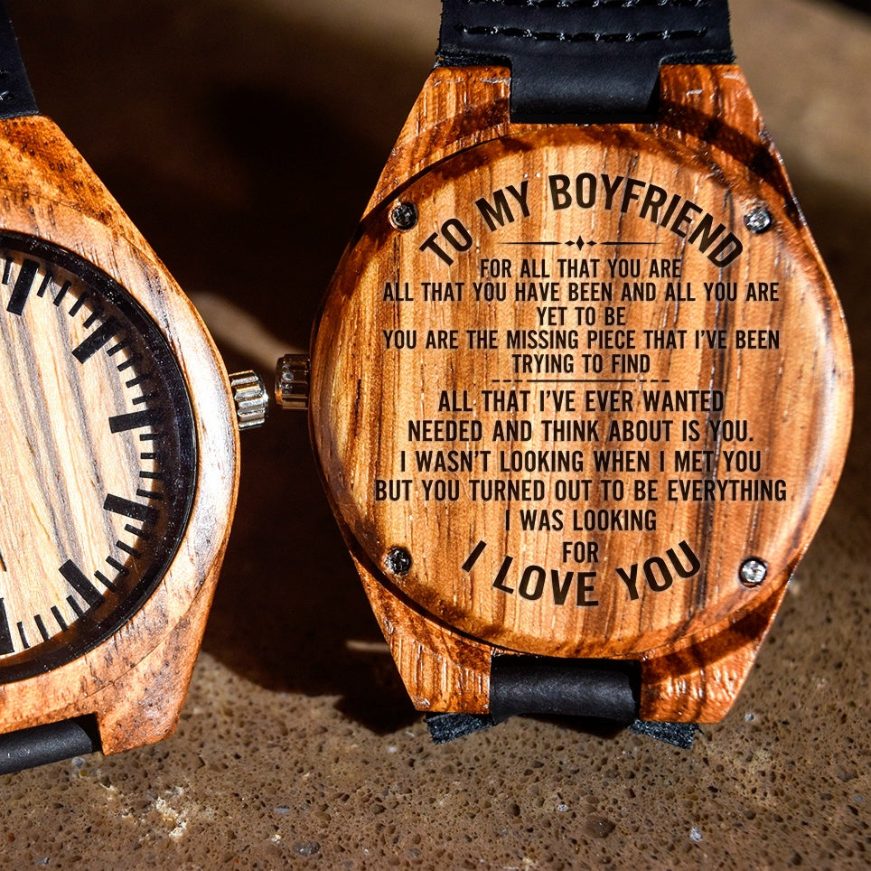 To My Boyfriend Your Everything I&#39;ve Wanted - Engraved Zebra Watch