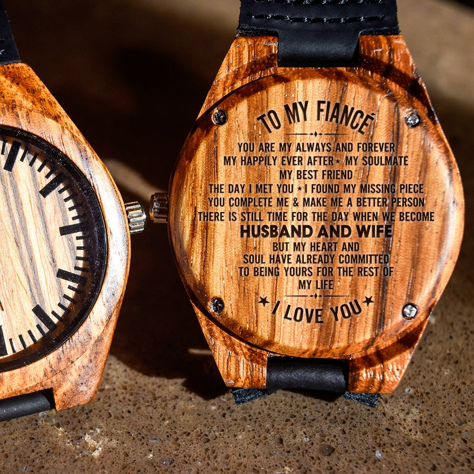 To My Fiance Your My Always And Forever - Engraved Zebra Watch