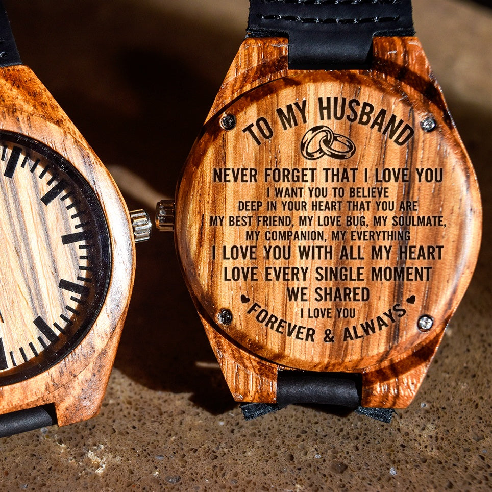 To My Husband Never Forget I Love You - Engraved Zebra Watch