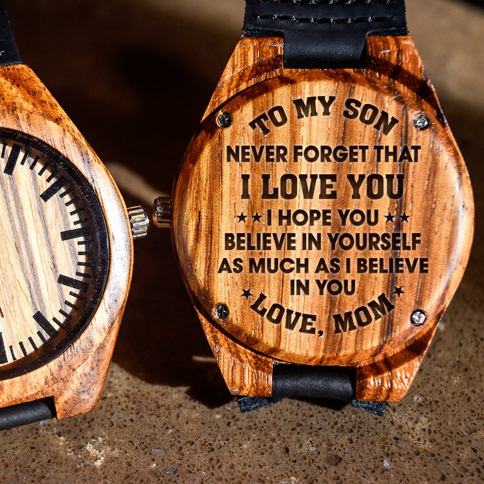 To My Son Never Forget I Love You Love Mom - Engraved Zebra Watch