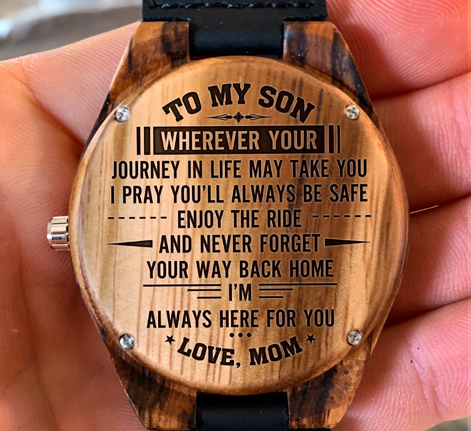To My Son Wherever Your Journey Takes You Love Mom - Engraved Zebra Watch