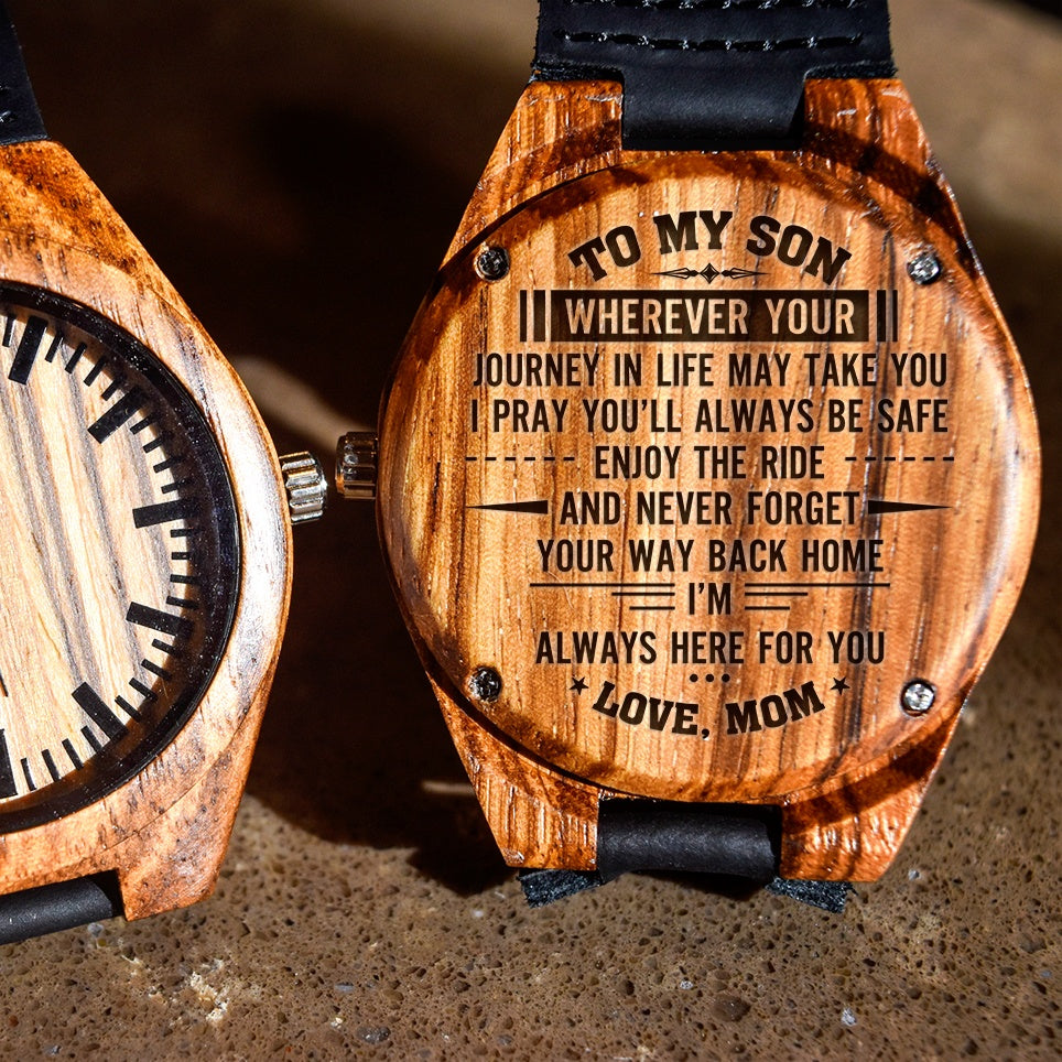 To My Son Wherever Your Journey Takes You Love Mom - Engraved Zebra Watch