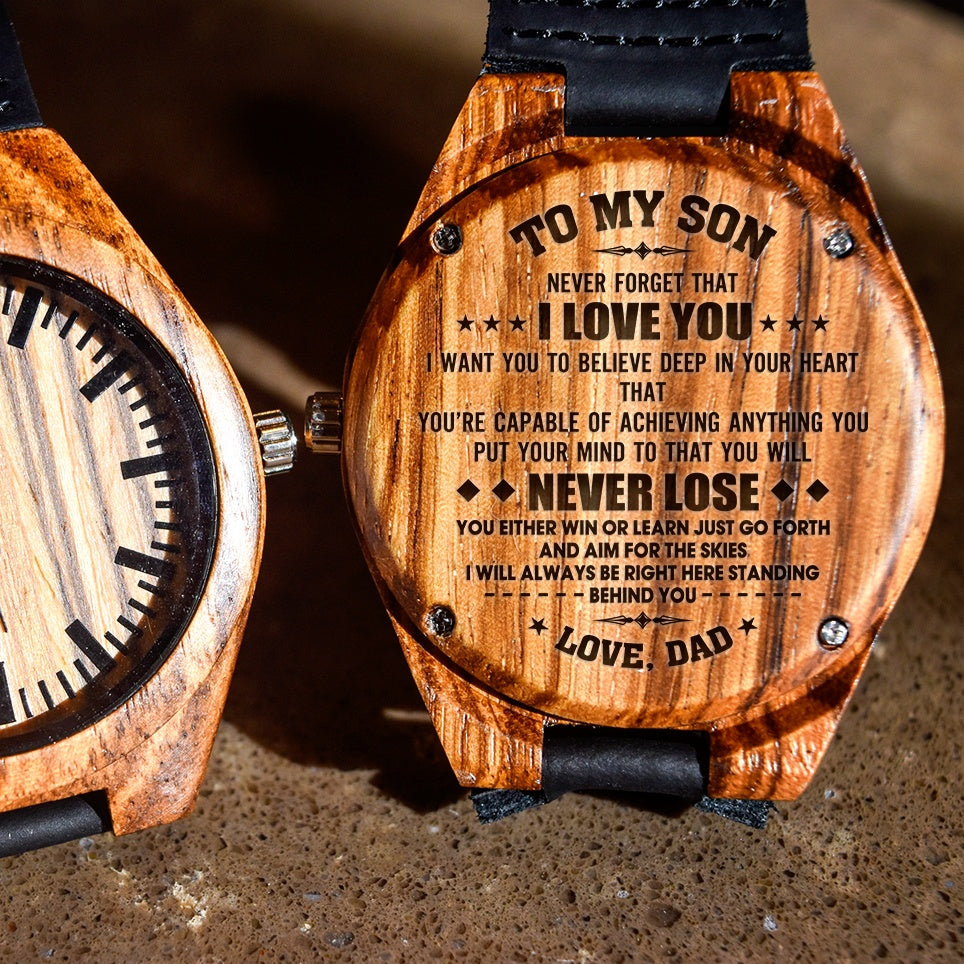 To My Son Your Capable Of Anything Love Dad - Engraved Zebra Watch